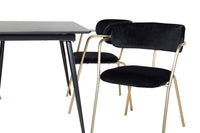 Spisestol Arrow & Silar 2-pakk + Rektangulært spisebord 120 x 80 – svart