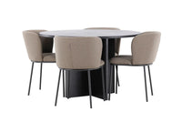 Spisestol Edina & Strada 2-pakk brun + rektangulært spisebord ⌀120 – svart
