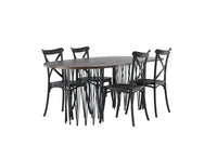 Spisegruppe oval 220 x 100 2-pakk – svart og mocca