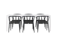 Spisegruppe Stina & Break 6-pakk 205 x 90 – svart og hvit