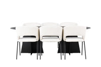 Spisegruppe Bootcut & Day oval 230 x 115 med 2-pakk spisestoler – svart og offwhite