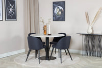 Spisestol Velvet & Estelle 2-pakk – svart + Spisebord rundt ⌀106 – hvit