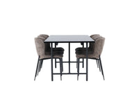 Spisestol Modesto & Astrid 2-pakk – brun + Rektangulært spisebord 200 x 90 – svart