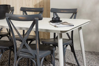 Spisebord Lina & Tablas rektangulært 200 x 90 – beige + spisestol 2-pakk – mørkegrå