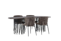 Spisestol Modesto & Stone 2-pakk + Spisebord ovalt 220 x 100 – brun og mokka