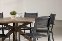 Spisestol Copacabana & Rosario 2-pakk – svart + Rundt spisebord ⌀140 – brun