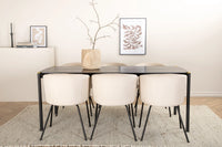 Spisestol Berit & Pelle + rektangulært spisebord 190 x 90 – beige og svart