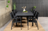 Spisestol Levels & Marbella 2-pakk + rektangulært spisebord 160 x 100 – svart