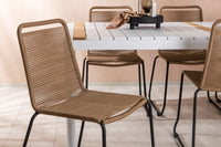 Spisegruppe Togo & Lindos 200 × 100 + spisestol 2-pakk – hvit og brun
