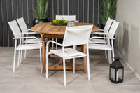 Spisestol Santorini & Kenya 2-pakk + Spisebord ovalt 180 x 120 – hvit og natur