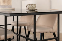 Spisegruppe rektangulær 200 x 90 + spisestol 2-pakk – svart og beige