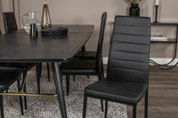 Spisegruppe Gold & Slim 180 x 85 + 2-pakk spisestoler – svart