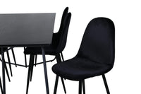 Spisegruppe Petra & Polar 190 x 90 + spisestol 2-pakk – svart