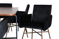 Spisestol Petra & Uno + Rektangulært spisebord 200 x 90 – svart og natur
