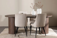 Spisegruppe oval 200 x 90 2-pakk – mocca og beige