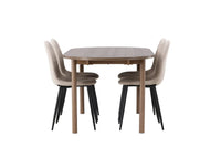 Spisestol Polar & Andy 2-pakk – beige + Spisebord ovalt 180 x 90 – natur