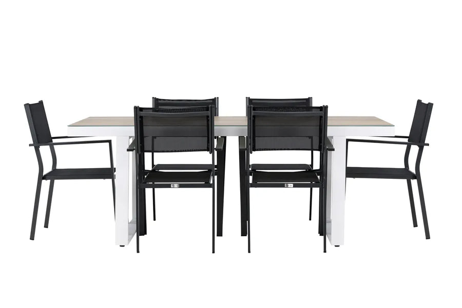 Spisegruppe Copacabana & Merlo 2-pakk 200 x 90 – svart og hvit