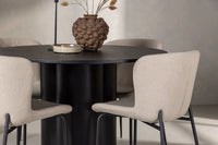 Spisestol Modesto & Olivia 2-pakk og Spisebord rund ⌀110 – beige og svart