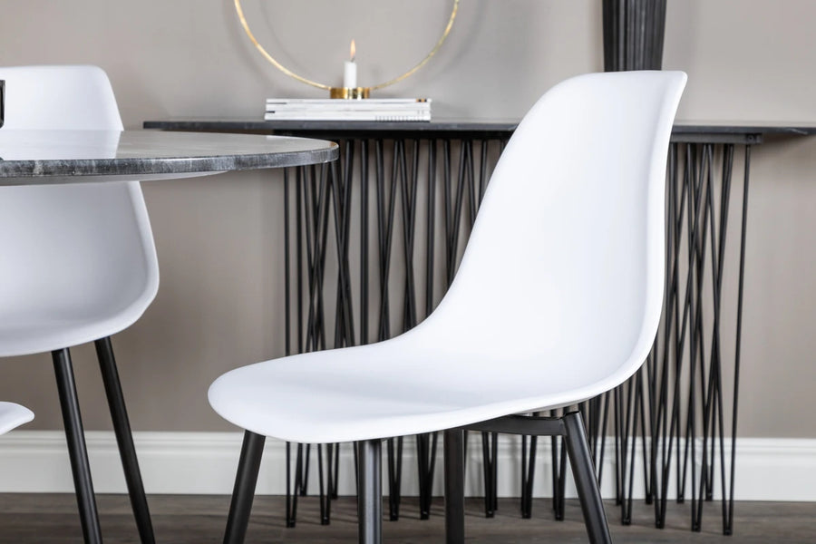 Spisestol Polar & Estelle 2-pakk + Spisebord rundt ⌀106 – hvit og mørk grå