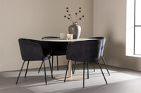 Spisegruppe rund ⌀110 – svart og beige