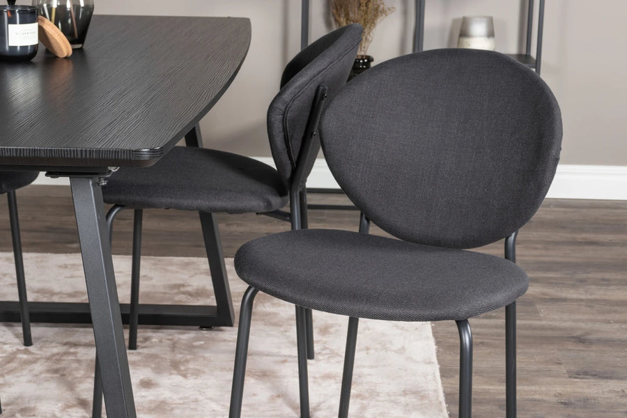Spisestol Vault & Inca 2-pakk + Rektangulært spisebord 160 x 85 – svart