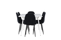 Spisestol Polar & Silar 2-pakk + Rektangulært spisebord 180 x 90 – svart og hvit