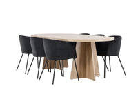 Spisestol Berit & Bootcut + Ovalt spisebord 230 x 115 – svart og natur