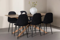 Spisestol Polar & Piazza 2-pakk + Rektangulært spisebord 180 x 90 – svart og mocca