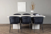 Spisestol 2-pakk Selma & Olga + rektangulært spisebord 200 x 90 – svart og hvit