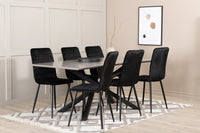 Spisestol 2-pakk + Rektangulært spisebord 180 x 90 – svart