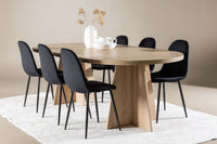 Spisestol Polar & Bootcut 2-pakk + Spisebord ovalt 230 x 115 – svart og natur