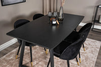 Spisestol Velvet & Inca 2-pakk + Rektangulært spisebord 160 x 85 – svart