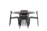 Spisestol Ursholmen & Stone 2-pakk + Spisebord rundt ⌀120 – svart og mocca