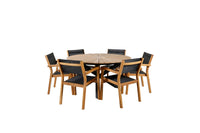 Spisestol Venice & Mexico 2-pakk – natur + Spisebord rundt ⌀140 – svart