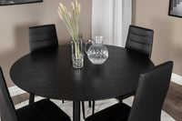 Spisestol Slim & Dipp 2-pakk + Spisebord rundt ⌀115 – svart