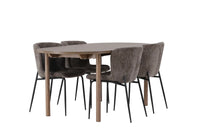 Spisestol Modesto & Andy 2-pakk + Spisebord ovalt 180 x 90 – brun og natur