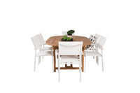 Spisestol Santorini & Kenya 2-pakk + Spisebord ovalt 180 x 120 – hvit og natur