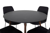 Spisestol Muce & Plaza 2-pakk + Rundt spisebord ⌀100 – svart