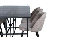 Spisegruppe rektangulær 200 x 90 + spisestol 2-pakk – svart og beige