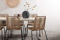 Spisebord Lina & Lindos 200 x 90 + Spisestol 2-pakk – beige og brun