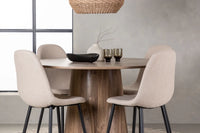 Spisegruppe rund ⌀120 med 2-pakk spisestoler – natur og beige