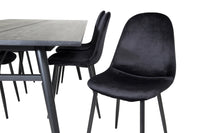 Spisegruppe Sleek & Polar rektangulær 195 x 95 + 2-pakk spisestoler – svart