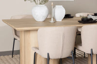 Spisestol Modesto & Olivia 2-pakk + Rektangulært spisebord 210 x 100 – beige og natur