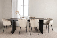 Spisestol Limhamn & Vail 2-pakk – beige + rektangulært spisebord 200 × 100 – svart