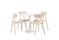 Spisestol Ursholmen & Hamden 2-pakk + Spisebord rundt ⌀80 – beige og hvit