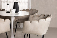 Spisegruppe Limhamn & Hamden + Rundt ⌀80 – beige og hvit