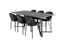 Spisestol Vault & Marina 2-pakk – svart + Rektangulært spisebord 180 x 90 – natur