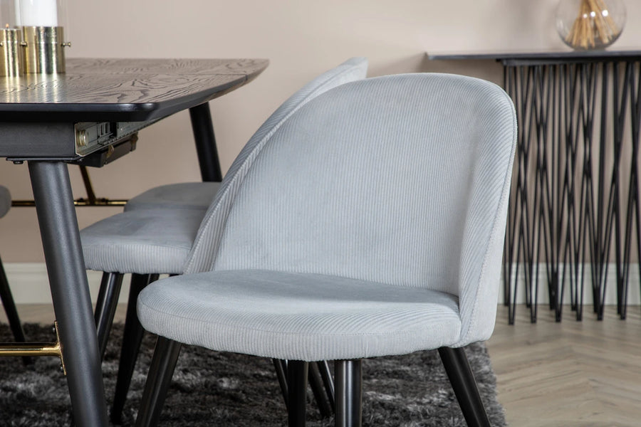 Spisegruppe Gold & Velvet 180 x 85 – svart og lys grå