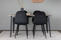 Spisestol Polar & Tempe 2-pakk – svart + Spisebord rektangulært 140 x 80 – valnøtt