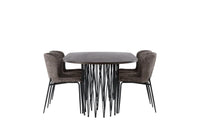 Spisestol Modesto & Stone 2-pakk + Spisebord ovalt 220 x 100 – brun og mokka